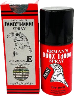 Cutia și flaconul de spray DOOZ 14000, decupate de pe fundal