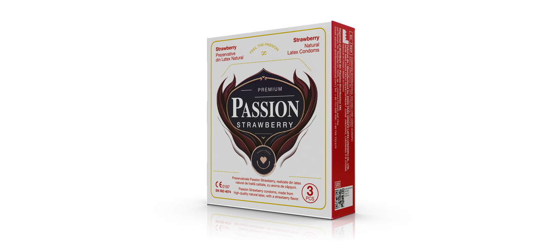 Prezervative PASSION Strawberry cu aromă de căpșuni