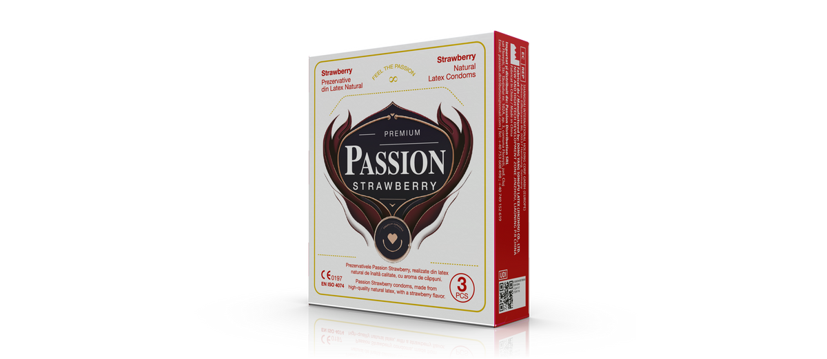 Prezervative PASSION Strawberry cu aromă de căpșuni