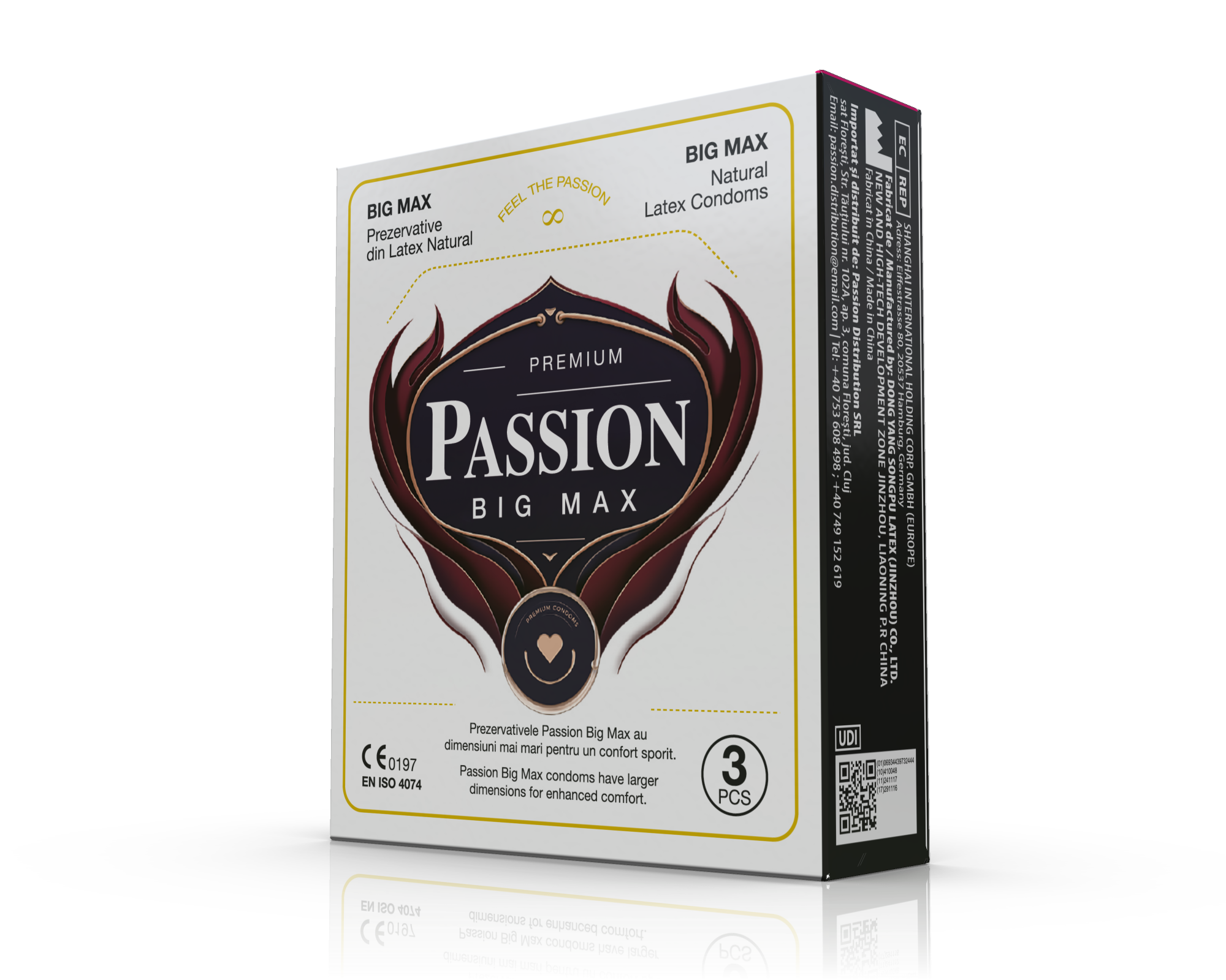 Prezervative PASSION Big Max, din latex natural, lubrifiate și rezistente, diametru 55 mm