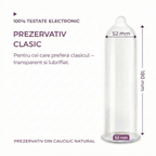 Prezervative PASSION Clasic, din latex natural, lubrifiate și rezistente, diametru 52 mm