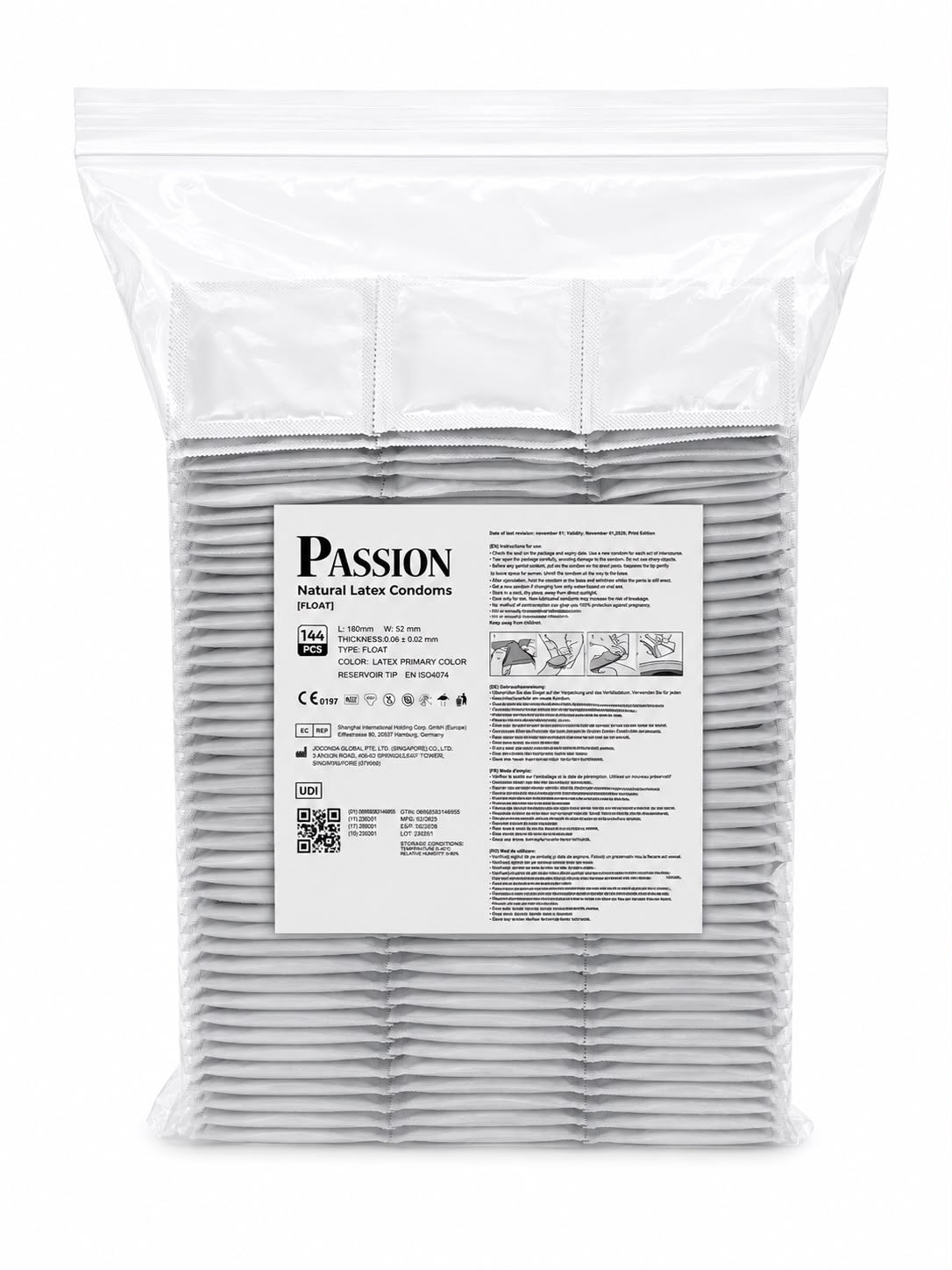 Prezervative Passion, Sensation, textura punctata, latex natural, lubrifiate, set 144 bucati