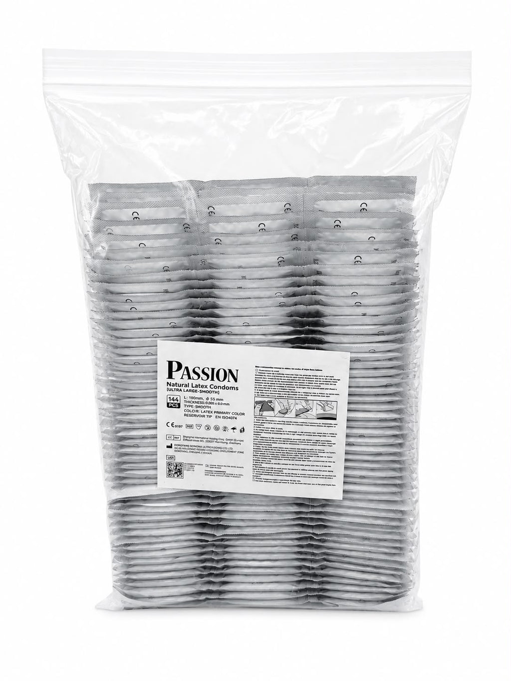 PASSION Big Max – Prezervative Dimensiune Mare, laten natural, lubrifiate, 144 Bucăți Vrac