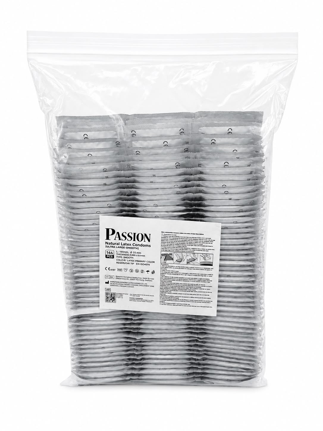 PASSION Big Max – Prezervative Dimensiune Mare, laten natural, lubrifiate, 144 Bucăți Vrac