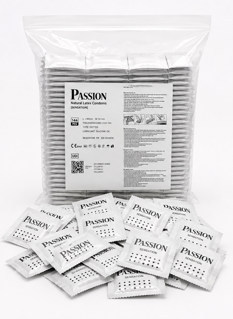 Prezervative Passion, Sensation, textura punctata, latex natural, lubrifiate, set 144 bucati