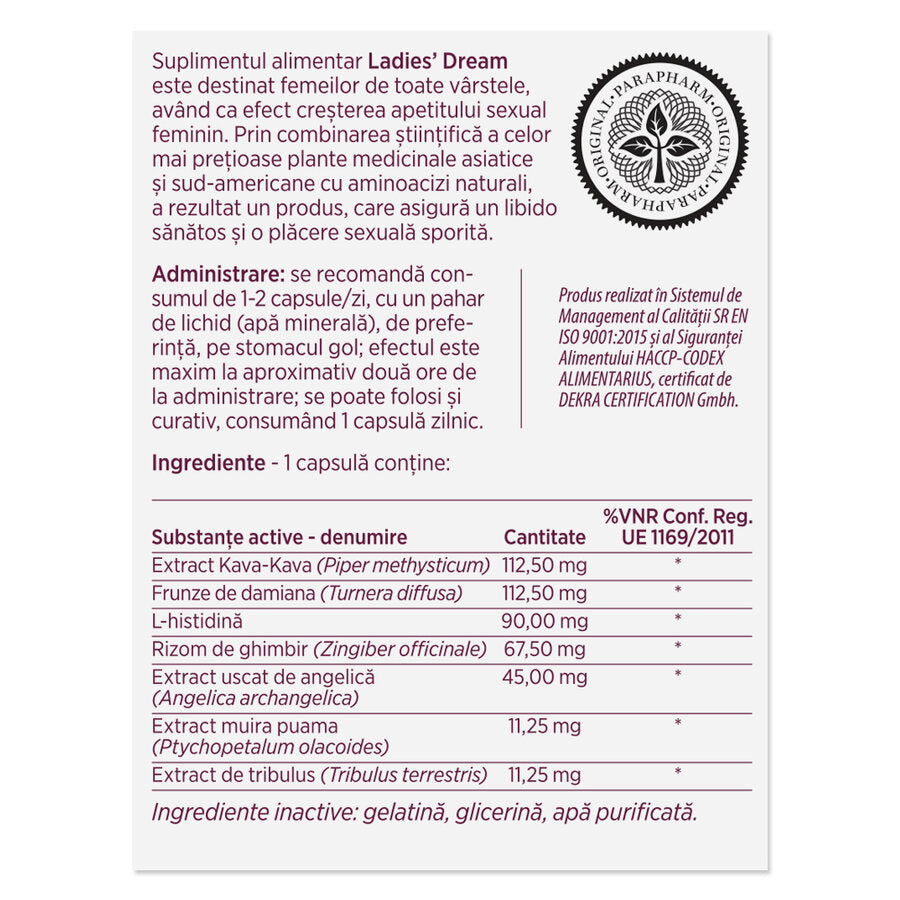 Capsule LADIES DREAM, cresterea apetitului sexual si libidoului feminin, 2 capsule