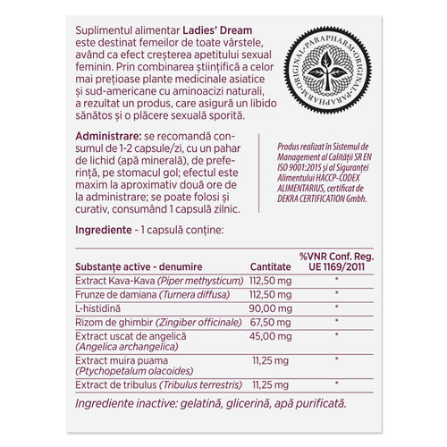 Capsule LADIES DREAM, cresterea apetitului sexual si libidoului feminin, 2 capsule