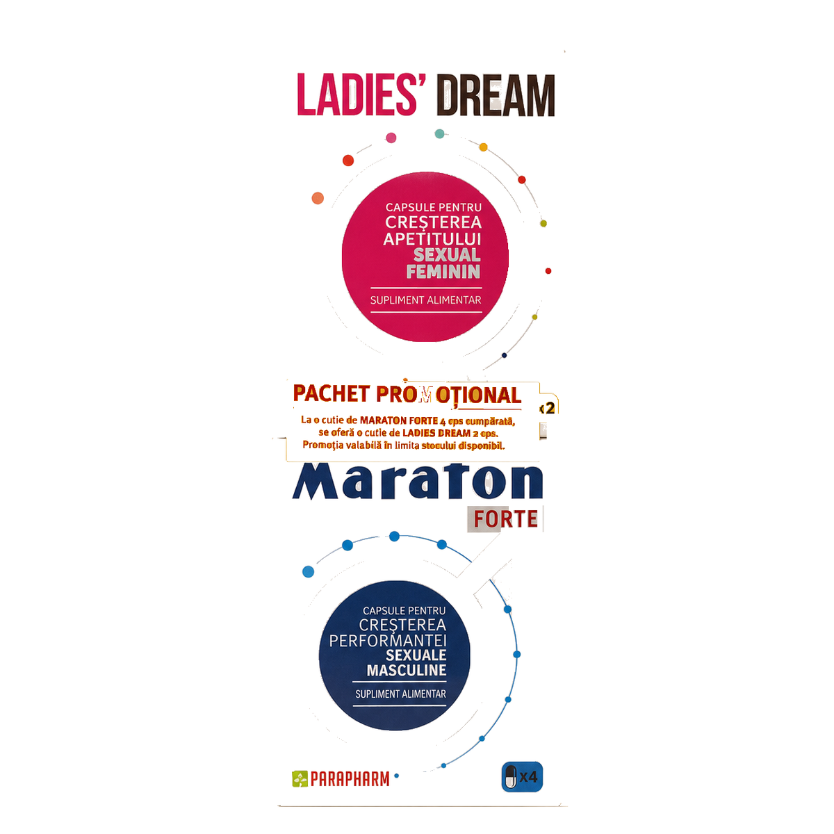 Cutie LADIES' DREAM, capsule pentru creșterea apetitului sexual feminin, pachet promoțional 2 cutii