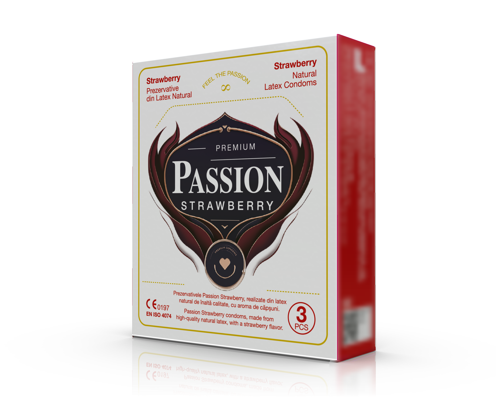 Prezervative PASSION Strawberry, din latex natural colorat