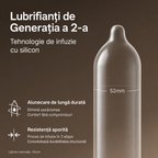 Prezervative PASSION Strawberry, din latex natural transparent, lubrifiate, aromă de căpșuni, diametru 52 mm